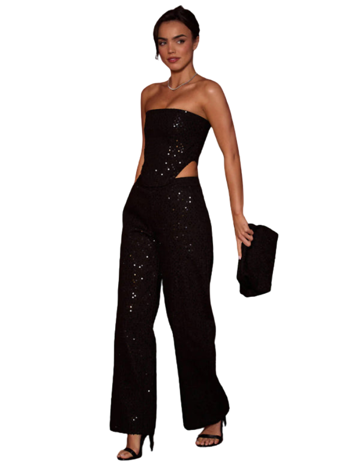 SHOPIQAT Women's Casual Sequined Denim Straight Pants - Premium from shopiqat - Just $14.900! Shop now at shopiqat